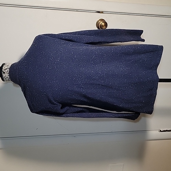 J JILL 1 button Marbelized Blue Angora Blend Cardigan Sweater S Mature Oversized - Picture 3 of 6